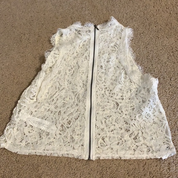 Zara cream lace zipper top size L NWOT - Picture 4 of 4